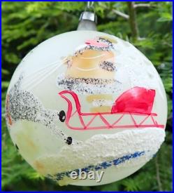 5 Vintage Jumbo Poland Glass Christmas Tree Ornaments Hand Painted 5 Vintage Jumbo Poland Glass Christmas Tree Ornaments Hand Painted