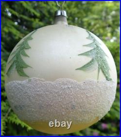 5 Vintage Jumbo Poland Glass Christmas Tree Ornaments Hand Painted