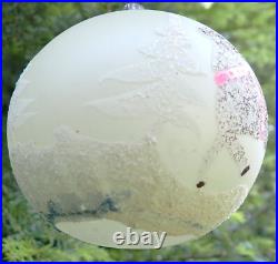 5 Vintage Jumbo Poland Glass Christmas Tree Ornaments Hand Painted