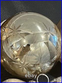 (5) Vtg Heavy German Kugel Christmas Ornament Teardrop Ball Silver Glass