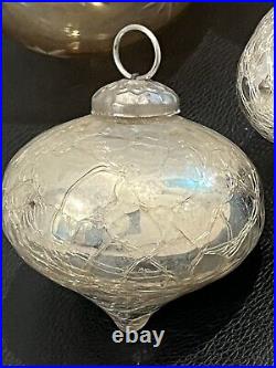 (5) Vtg Heavy German Kugel Christmas Ornament Teardrop Ball Silver Glass