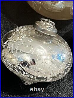 (5) Vtg Heavy German Kugel Christmas Ornament Teardrop Ball Silver Glass