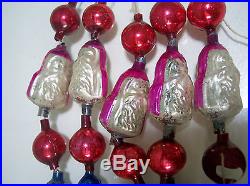 5 vtg antique 14 strands mercury glass santa ornament xmas feather tree garland
