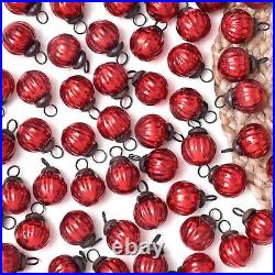 50 Piece Red Christmas Tree Ornaments Glass, Unique Round Christmas Tree Balls