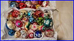 50 Vintage Mercury Glass Christmas Ornaments Lot Poland Shiny Brite Indents