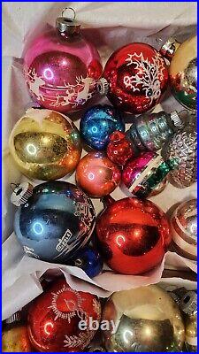 50 Vintage Mercury Glass Christmas Ornaments Lot Poland Shiny Brite Indents