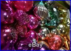 50 Vintage Rainbow Mercury Glass Christmas Ornaments, 1950s Christmas Decoration