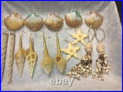 58 VTG Handblown Glass Christmas Ornaments Fish Seashell Radko Adler OWC Stanley
