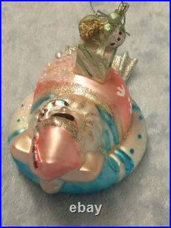 58 VTG Handblown Glass Christmas Ornaments Fish Seashell Radko Adler OWC Stanley