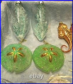 58 VTG Handblown Glass Christmas Ornaments Fish Seashell Radko Adler OWC Stanley