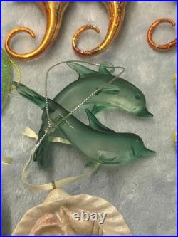 58 VTG Handblown Glass Christmas Ornaments Fish Seashell Radko Adler OWC Stanley