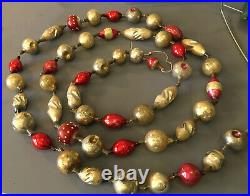 6'-8 EXTRA LARGE Bead Indented Antique Glass Christmas Tree GARLAND Most 1 1/2