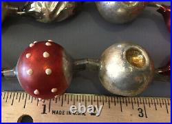 6'-8 EXTRA LARGE Bead Indented Antique Glass Christmas Tree GARLAND Most 1 1/2