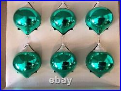 6 Corning Glass Works Permacap Green-white Mica Mercury Christmas Ornament Box