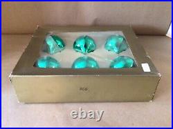 6 Corning Glass Works Permacap Green-white Mica Mercury Christmas Ornament Box