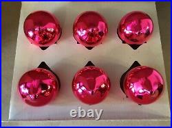 6 Corning Glass Works Permacap Hot Pink White Mica Mercury Christmas Ornament