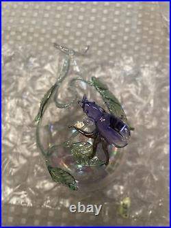 (6) Iridescent Hand Blown Clear Glass Christmas Ornaments 5x3