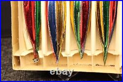 6 Vintage Blown Glass Glittered Fluted Teardrop Icicles Xmas Ornaments Poland