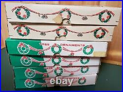 6 Vintage Box Teardrop Icicle Mercury Glass Christmas Ornaments Poland Blue 5'