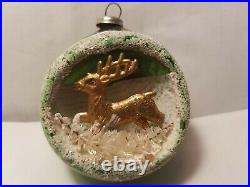6 Vintage Diorama 2 Christmas Ornaments Japan Mercury Glass Scenes 3d Indent