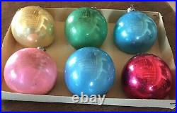 6 Vintage Glass DIORAMA Shiny Brite Japan Christmas Tree Ornaments Rare