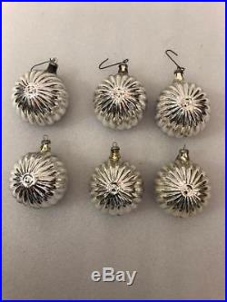 6 Vintage Mercury Glass Diorama Indent Italy Christmas Ornaments Santa Deer etc