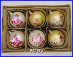 6 Vtg Fantasia Poland Jumbo Glass Christmas Tree Ornaments Santa Reindeer Sleigh