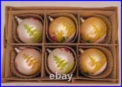 6 Vtg Fantasia Poland Jumbo Glass Christmas Tree Ornaments Santa Reindeer Sleigh