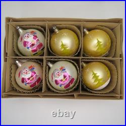 6 Vtg Fantasia Poland Jumbo Glass Christmas Tree Ornaments Santa Reindeer Sleigh
