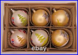 6 Vtg Fantasia Poland Jumbo Glass Christmas Tree Ornaments Santa Reindeer Sleigh