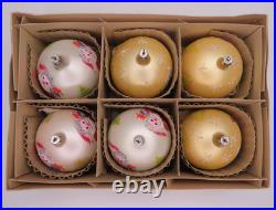 6 Vtg Fantasia Poland Jumbo Glass Christmas Tree Ornaments Santa Reindeer Sleigh