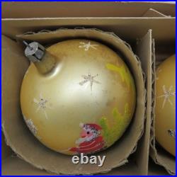6 Vtg Fantasia Poland Jumbo Glass Christmas Tree Ornaments Santa Reindeer Sleigh