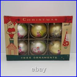 6 Vtg Fantasia Poland Jumbo Glass Christmas Tree Ornaments Santa Reindeer Sleigh
