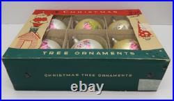 6 Vtg Fantasia Poland Jumbo Glass Christmas Tree Ornaments Santa Reindeer Sleigh