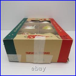 6 Vtg Fantasia Poland Jumbo Glass Christmas Tree Ornaments Santa Reindeer Sleigh