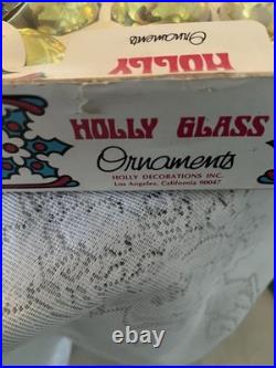 6 boxes Vintage Holly Red Glass Ornaments -2 1/4 50+ yrs old never used
