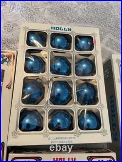 6 boxes Vintage Holly Red Glass Ornaments -2 1/4 50+ yrs old never used