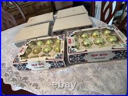 6 boxes Vintage Holly Red Glass Ornaments -2 1/4 50+ yrs old never used