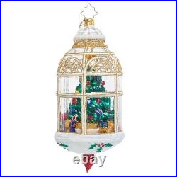 7.25 Glass Christopher Radko Cozy Christmas Tree Diorama Scene Ornament Decor