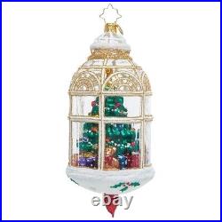 7.25 Glass Christopher Radko Cozy Christmas Tree Diorama Scene Ornament Decor