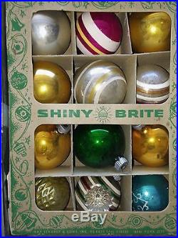 7 Boxes Vintage Glass Shiny Brite & Cory Christmas Tree Ornaments Free Shipping