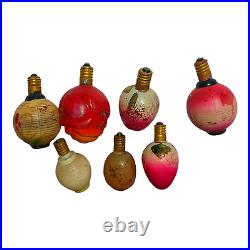 7 Pcs Vintage Old Antique Unique Shape Glass Light Bulb Christmas Ornament Japan