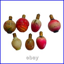 7 Pcs Vintage Old Antique Unique Shape Glass Light Bulb Christmas Ornament Japan