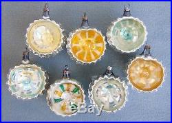7 Rare Antique German Glass Christmas Tree Ornaments Reflectors/Baubles 1920s