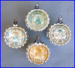 7 Rare Antique German Glass Christmas Tree Ornaments Reflectors/Baubles 1920s