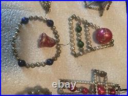 7 Vintage Mercury Glass Beaded Star Christmas Ornament Beads Czech