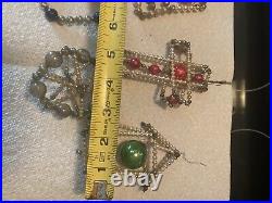 7 Vintage Mercury Glass Beaded Star Christmas Ornament Beads Czech