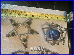 7 Vintage Mercury Glass Beaded Star Christmas Ornament Beads Czech