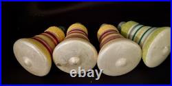 7 Vintage Mica Striped Mini Glass Bell Christmas Ornament Shiny Brite No Box