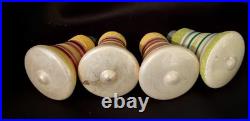 7 Vintage Mica Striped Mini Glass Bell Christmas Ornament Shiny Brite No Box